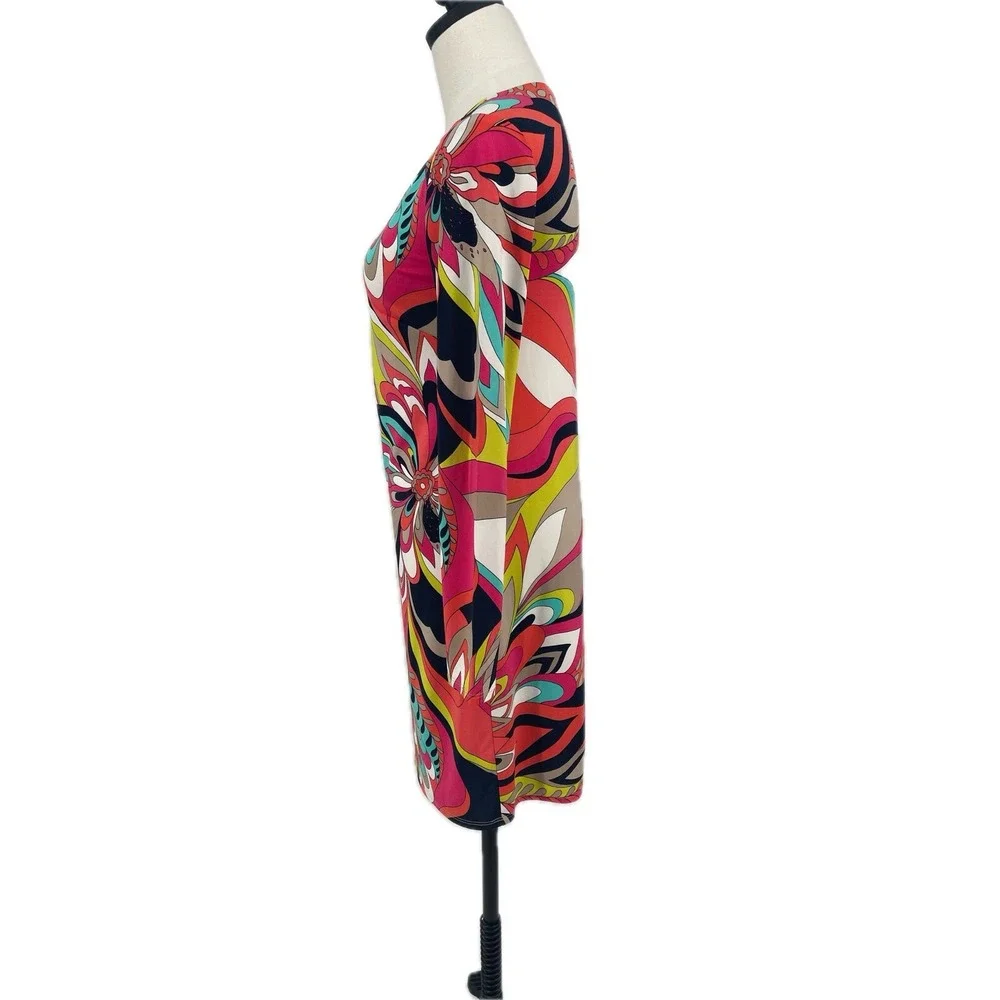Trina Turk Multi Color Geometric Sheath Cocktail Dress Size 0 XS